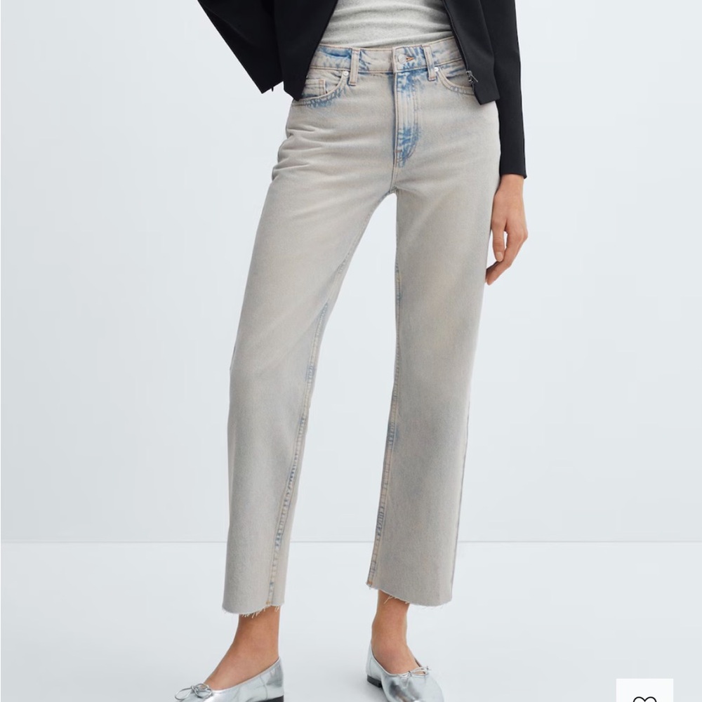 Mango Straight Fit Cropped Jeans
